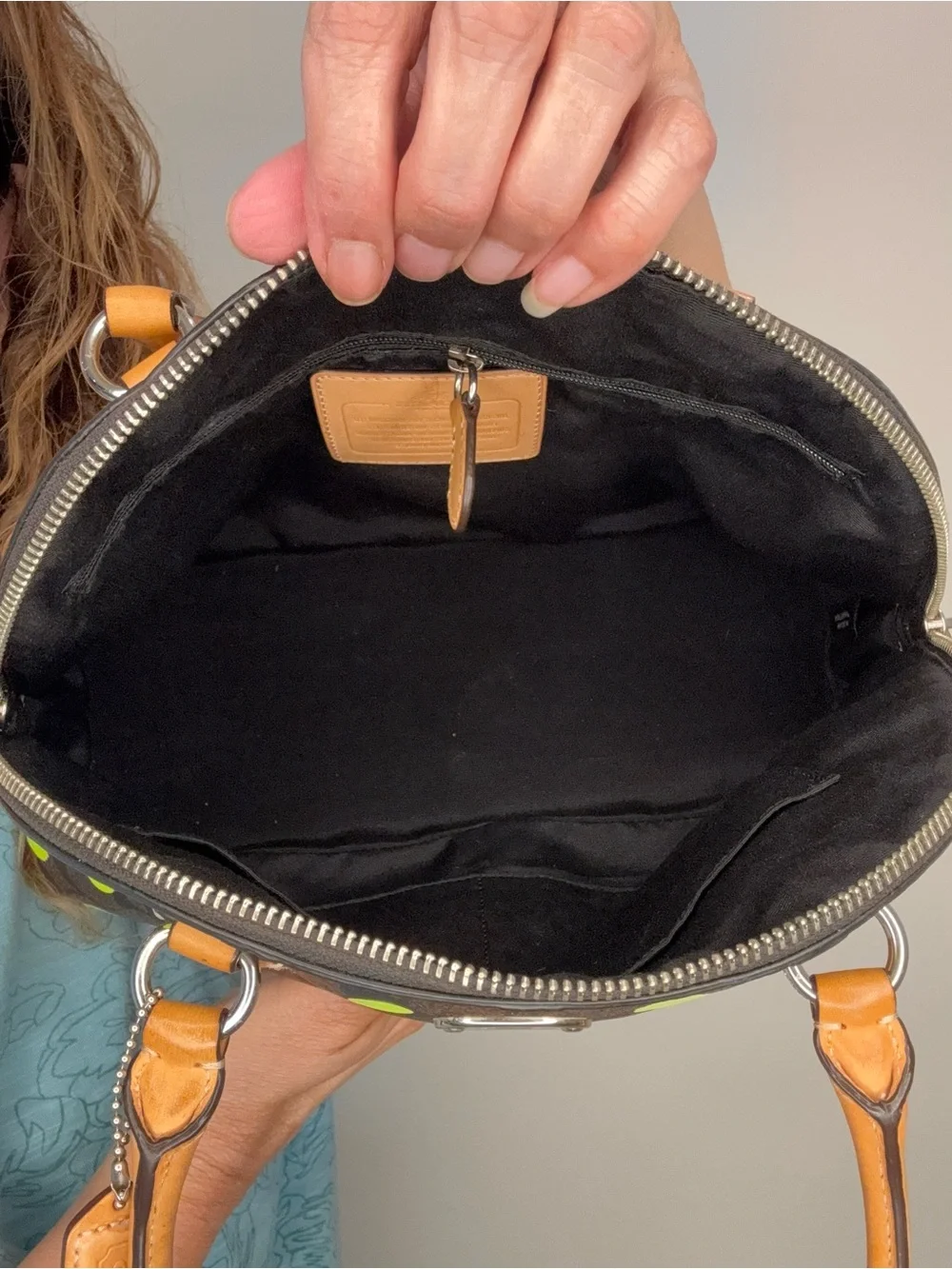 Coach Cora Dome Satchel neon dots with COA